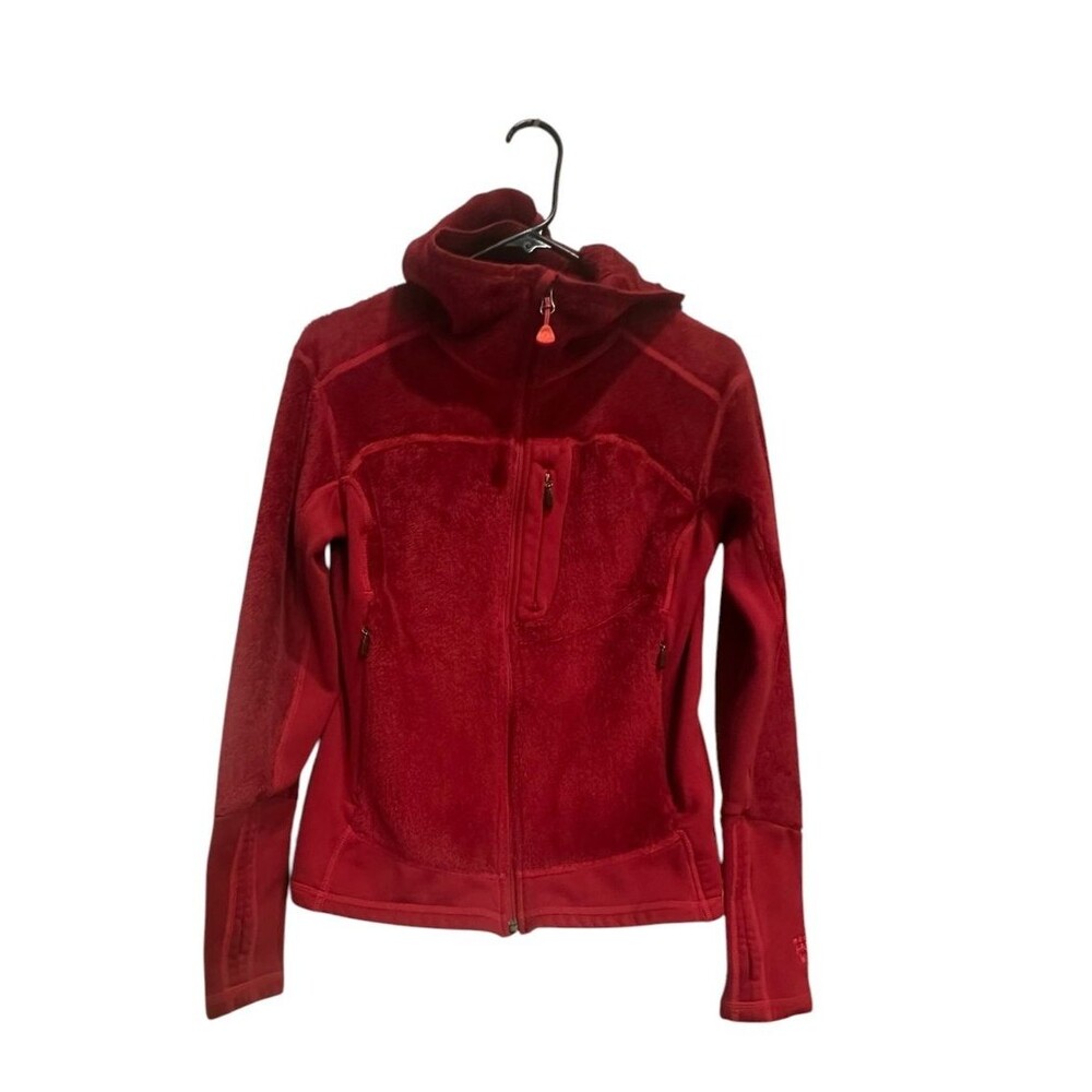 Mountain Hardware Womens Polartec Red Black Full Zip Fleece Jacket Sz Medium